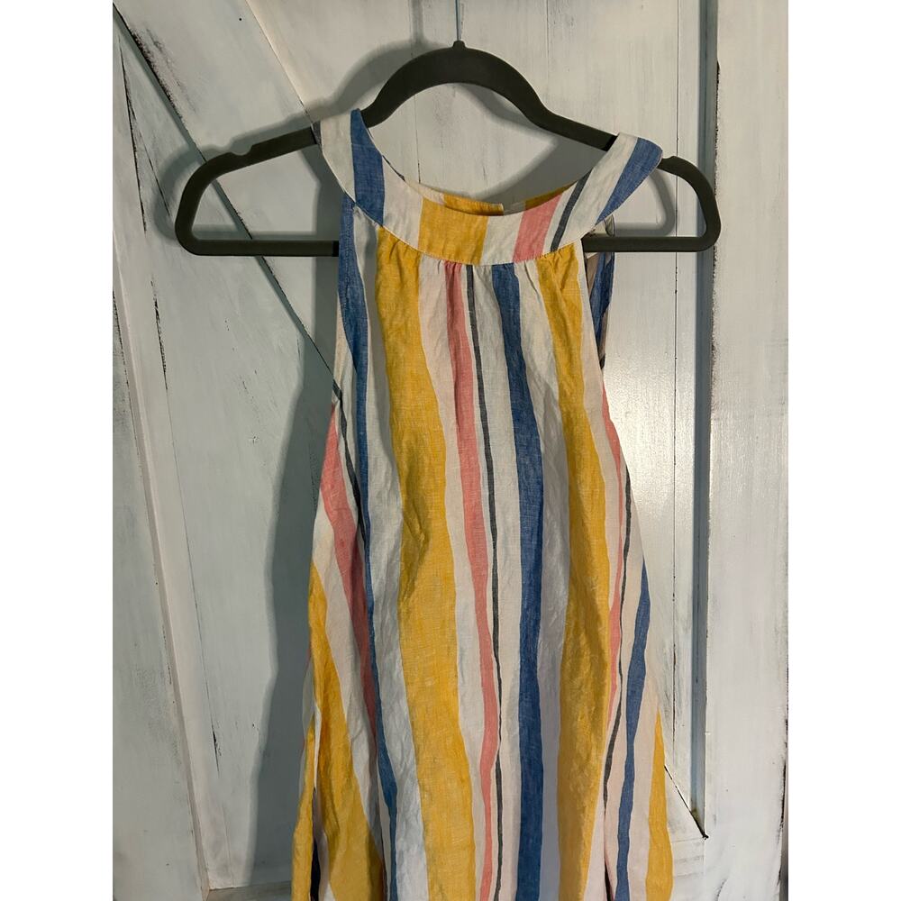 C & C California Linen Swing dress striped rainbow halter